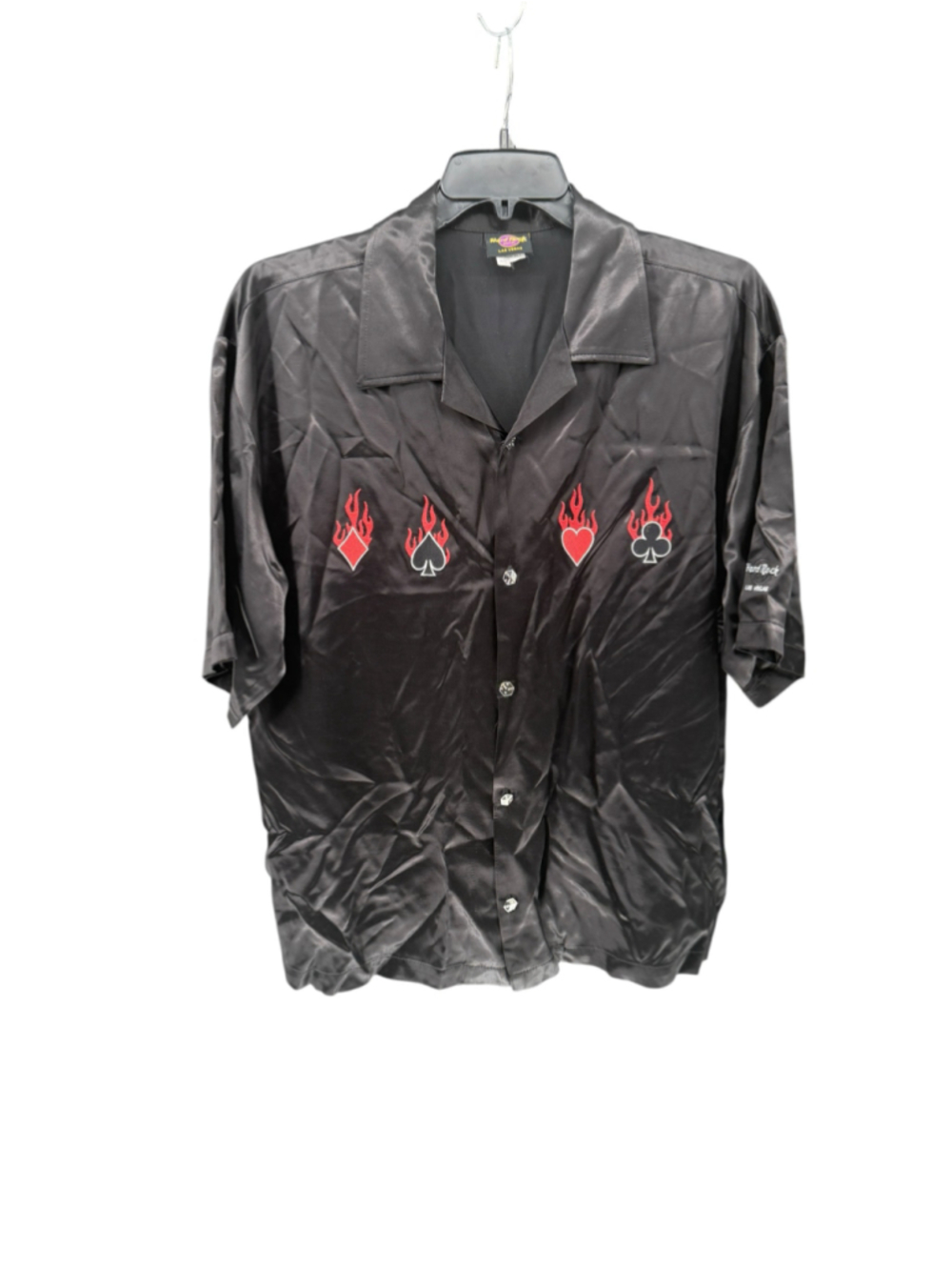 Men's Hard Rock Hotel Las Vegas Button Down Shirt XL Black Red Flame Suit